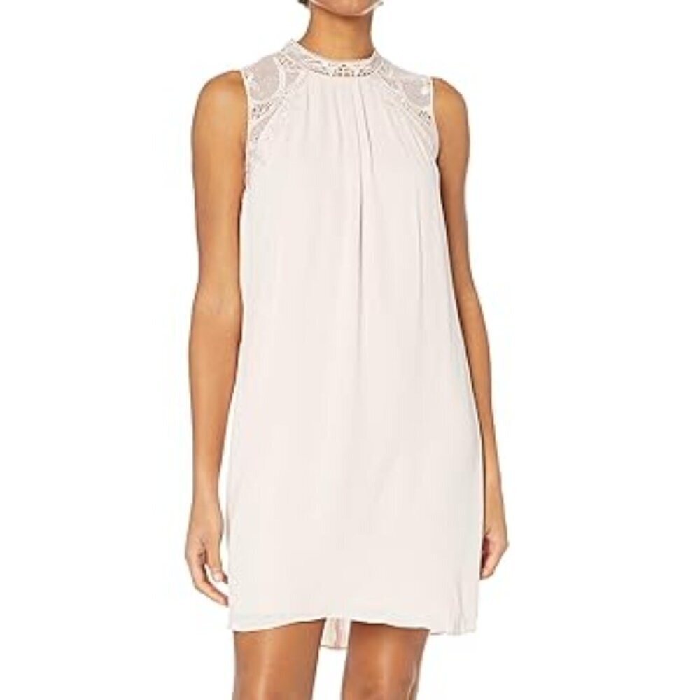 NWT Ivanka Trump Blush Pink Georgette Lace Zipper Closure Dress Size 10